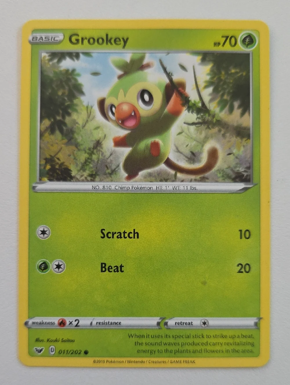 Pokemon Grookey, Thwacky, Turtwig, Rillaboom, And Grotle Card